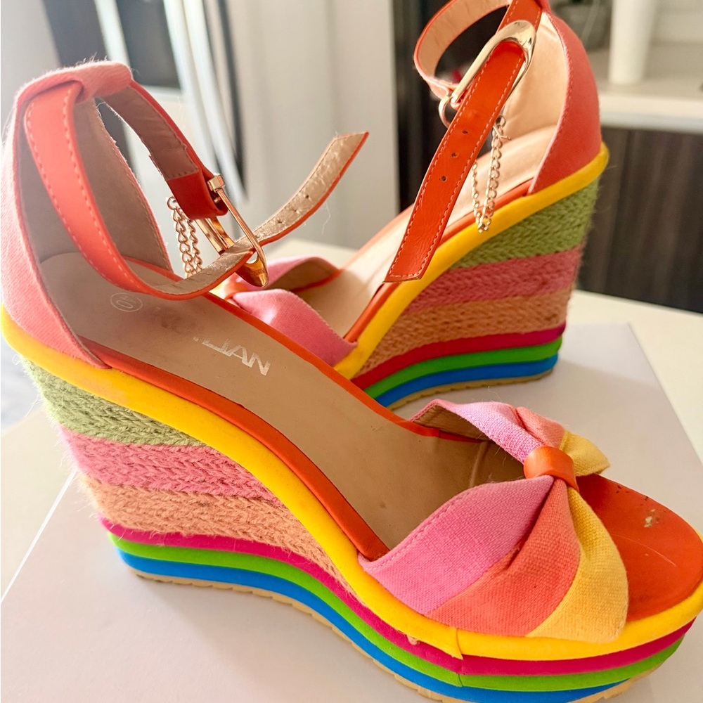 Vibrant Multicolor Wedge Sandals